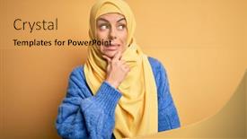  Presentation with woman muslim - Amazing presentation having young-beautiful-brunette-muslim-woman backdrop and a yellow colored foreground