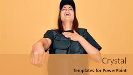  Presentation with body shaming - Amazing presentation theme having young-beautiful-brunette-policewoman-wearing backdrop and a yellow colored foreground