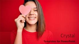  Presentation with beautiful young girl red - Audience pleasing PPT theme consisting of young-beautiful-brunette-romantic-girl backdrop and a red colored foreground