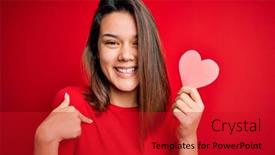  Presentation with beautiful young girl red - PPT theme having young-beautiful-brunette-romantic-girl background and a crimson colored foreground