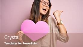  Presentation with romantic - Colorful presentation enhanced with young-beautiful-brunette-romantic-woman backdrop and a coral colored foreground