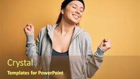  Presentation with winner - Colorful presentation design enhanced with young-beautiful-brunette-sportswoman-wearing backdrop and a tawny brown colored foreground