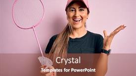  Presentation with badminton - Theme having young-beautiful-brunette-sportswoman-wearing background and a tawny brown colored foreground