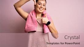  Presentation with frame pink - Audience pleasing PPT theme consisting of young-beautiful-brunette-sportswoman-wearing backdrop and a coral colored foreground