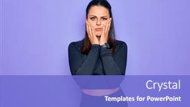  Presentation with sadness - Audience pleasing PPT theme consisting of young-beautiful-brunette-sporty-woman backdrop and a light blue colored foreground