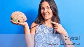  Presentation with brain memory - Slides featuring young-beautiful-brunette-woman-asking background and a light blue colored foreground