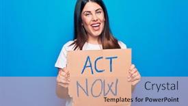  Presentation with now - Cool new PPT theme with young-beautiful-brunette-woman-asking backdrop and a coral colored foreground
