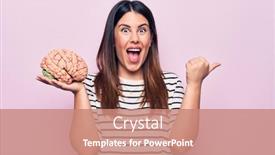  Presentation with mental care - Beautiful slides featuring young-beautiful-brunette-woman-asking backdrop and a coral colored foreground