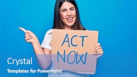  Presentation with now - Colorful PPT theme enhanced with young-beautiful-brunette-woman-asking backdrop and a teal colored foreground