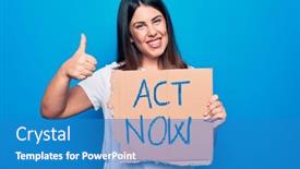  Presentation with now - Presentation with young-beautiful-brunette-woman-asking background and a teal colored foreground