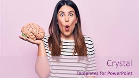  Presentation with mental care - PPT theme featuring young-beautiful-brunette-woman-asking background and a lemonade colored foreground