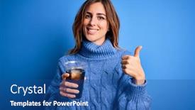  Presentation with drinking glass - Slides enhanced with young-beautiful-brunette-woman-drinking background and a ocean colored foreground