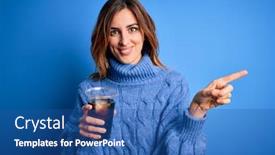  Presentation with drinking glass - PPT layouts with young-beautiful-brunette-woman-drinking background and a ocean colored foreground