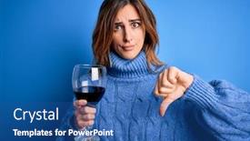  Presentation with wine - Slide deck consisting of young-beautiful-brunette-woman-drinking background and a ocean colored foreground