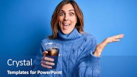  Presentation with drinking glass - Amazing slides having young-beautiful-brunette-woman-drinking backdrop and a ocean colored foreground