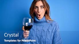  Presentation with drinking glass - Amazing presentation design having young-beautiful-brunette-woman-drinking backdrop and a ocean colored foreground