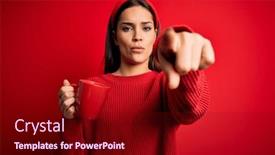  Presentation with coffe - Audience pleasing slide set consisting of young-beautiful-brunette-woman-drinking backdrop and a wine colored foreground
