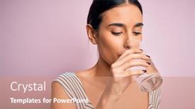  Presentation with drinking glass - Amazing presentation having young-beautiful-brunette-woman-drinking backdrop and a coral colored foreground