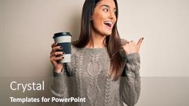  Presentation with drinking glass - Presentation theme consisting of young-beautiful-brunette-woman-drinking background and a gray colored foreground