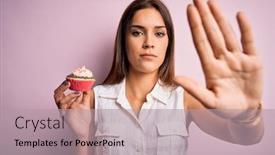  Presentation with defense - Beautiful slide deck featuring young-beautiful-brunette-woman-eating backdrop and a light gray colored foreground