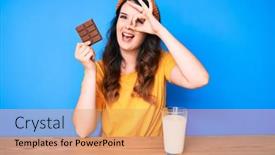  Presentation with eye glass - Cool new theme with young-beautiful-brunette-woman-eating backdrop and a coral colored foreground