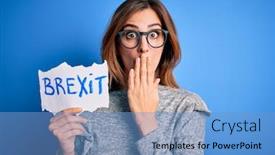  Presentation with brexit - Slides enhanced with young-beautiful-brunette-woman-holding background and a teal colored foreground