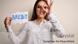  Presentation with brexit - Presentation consisting of young-beautiful-brunette-woman-holding background and a soft green colored foreground
