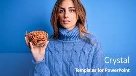  Presentation with german - Colorful slides enhanced with young-beautiful-brunette-woman-holding backdrop and a teal colored foreground