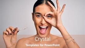  Presentation with orthodontic - Cool new theme with young-beautiful-brunette-woman-holding backdrop and a coral colored foreground