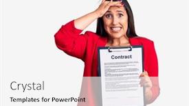  Presentation with contract - Theme featuring young-beautiful-brunette-woman-holding background and a white colored foreground