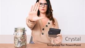  Presentation with psychology holding a brain - PPT layouts having young-beautiful-brunette-woman-holding background and a coral colored foreground