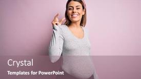  Presentation with pregnant woman - Slides with young-beautiful-brunette-woman-pregnant background and a violet colored foreground