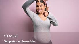  Presentation with frame pink - Presentation enhanced with young-beautiful-brunette-woman-pregnant background and a gray colored foreground