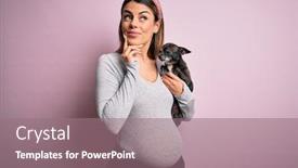  Presentation with pregnant woman - Cool new slide deck with young-beautiful-brunette-woman-pregnant backdrop and a coral colored foreground