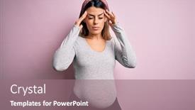  Presentation with pregnant woman - Beautiful presentation theme featuring young-beautiful-brunette-woman-pregnant backdrop and a coral colored foreground