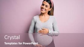  Presentation with baby smile - Amazing presentation having young-beautiful-brunette-woman-pregnant backdrop and a coral colored foreground