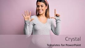  Presentation with happy baby - Audience pleasing presentation theme consisting of young-beautiful-brunette-woman-pregnant backdrop and a soft green colored foreground