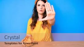  Presentation with nachos - Audience pleasing PPT layouts consisting of young-beautiful-brunette-woman-sitting backdrop and a coral colored foreground
