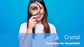  Presentation with looking glass - Slide set with young-beautiful-brunette-woman-using background and a teal colored foreground