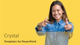  Presentation with energy - Amazing PPT theme having young-beautiful-brunette-woman-wearing backdrop and a  colored foreground