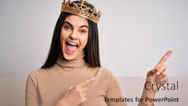  Presentation with golden woman - Colorful PPT theme enhanced with young-beautiful-brunette-woman-wearing backdrop and a coral colored foreground