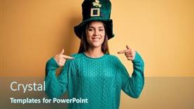  Presentation with clover - PPT layouts consisting of young-beautiful-brunette-woman-wearing background and a ocean colored foreground