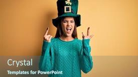  Presentation with green star - Audience pleasing theme consisting of young-beautiful-brunette-woman-wearing backdrop and a ocean colored foreground