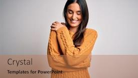  Presentation with confident love - Slide deck consisting of young-beautiful-brunette-woman-wearing background and a coral colored foreground