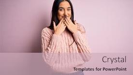  Presentation with scandal - Presentation design with young-beautiful-brunette-woman-wearing background and a soft green colored foreground