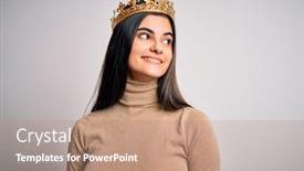  Presentation with golden woman - Audience pleasing slides consisting of young-beautiful-brunette-woman-wearing backdrop and a coral colored foreground