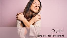  Presentation with self care - Beautiful theme featuring young-beautiful-brunette-woman-wearing backdrop and a lemonade colored foreground