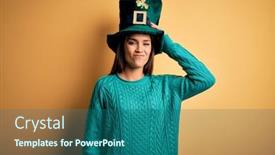  Presentation with clover - Cool new PPT layouts with young-beautiful-brunette-woman-wearing backdrop and a ocean colored foreground