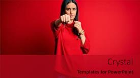  Presentation with violence woman - Audience pleasing slide deck consisting of young-beautiful-brunette-woman-wearing backdrop and a crimson colored foreground