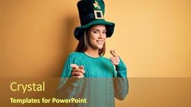  Presentation with green energy - PPT layouts enhanced with young-beautiful-brunette-woman-wearing background and a tawny brown colored foreground